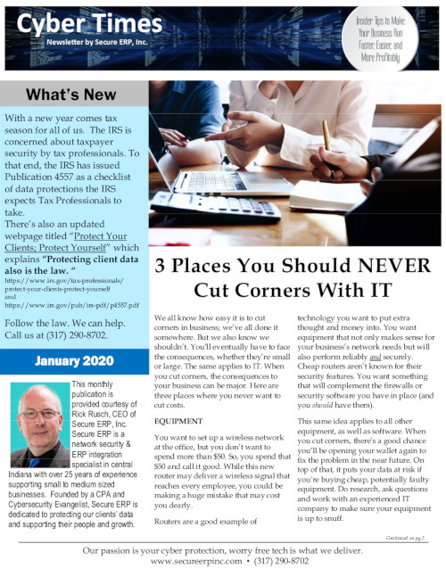 January 2020 Secure ERP Newsletter - IRS Data Security - 3 Places to ...